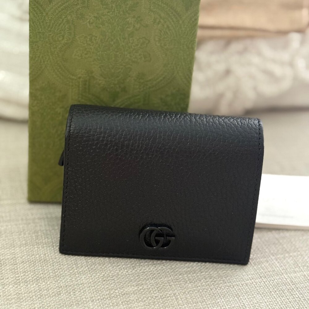 Gucci Marmot Black Pebbled Leather Small Wallet